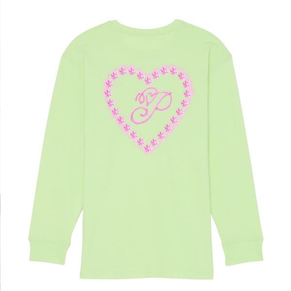 🩷PINK Victoria's Secret Green Shirt with Pink Heart oversized